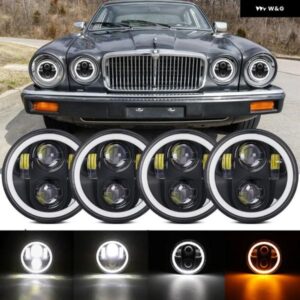 4PC LED ヘッドライト 5.75インチ LED ラウンド 5.75インチ ヘッドライト クラシック カーアクセサリーホワイト DRL アンバー エンジェルア