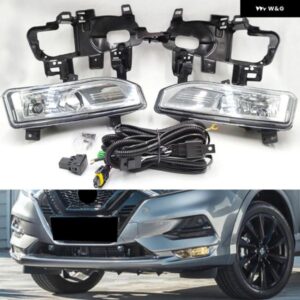 1セット フロントバンパー フォグランプ カバー キット 日産 キャシュカイ 2018 2019 2020 ハロゲン フォグライト ハーネススイッチ カスタ