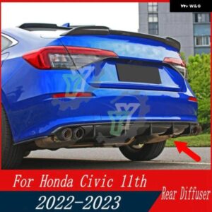 リアバンパー リアリップディフューザースポイラー プロテクター 装飾防止 ホンダ シビック 11TH 2022 2023 カスタムパーツ アクセサリー