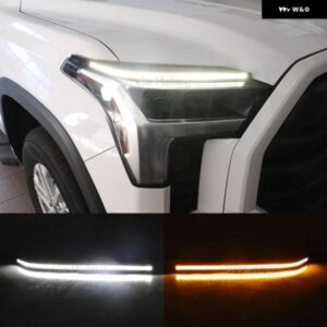 LED DRL ヘッドライト アイブロウデイタイム ランニングライト トヨタ タンドラセコイア 2022 2023 ダイナミックイエローターンシグナ フォ