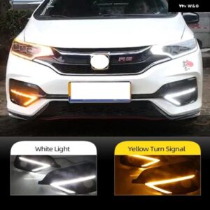 2個 ホンダ ジャズスポーツ RS 2018 2019 ターンイエロー 信号 リレー 防水 車 DRL 12V LED デイタイム ランニングライト フォグランプ カ
