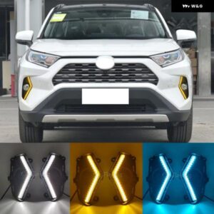 LED DRL フォグライト トヨタ RAV4 2019-22 デイタイム ランニングライト フォグランプ カバー グリル フレームウインカーエンジェルアイ