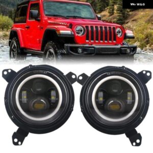2PC 80ワット LED ヘッドライト ジープ ラングラー JL アクセサリー 2018 2019 ホワイト DRL アンバーウィンカー ハロー エンジェルアイズ
