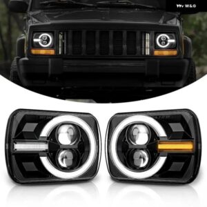 LED ヘッドライト 5X7インチ DRL ウィンカー HI-LO ビーム LED ヘッドランプ トヨタ ピックアップ トラック ジープ ラングラー YJ チェロキ