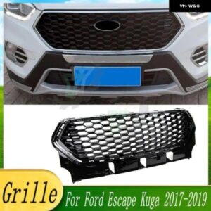 17 18 カーアクセサリーフロントバンパー グリル センター パネル スタイリングアッパー ハニカム メッシュ レーシング グリル フォード エ