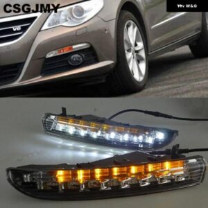 2個 スタイリングフォルクスワーゲン VW パサート CC 2008 2013 駆動 LED DRL デイタイム ランニングライト ハザード灯黄色 信号 点灯 カ