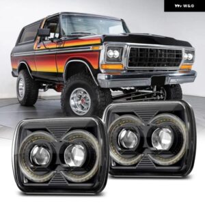 5 7インチ 7 6インチ LED ヘッドライト ジープ ラングラー YJ チェロキー XJ トヨタ 日産 12V DRL アンバーウィンカー ヘッドランプカーアク