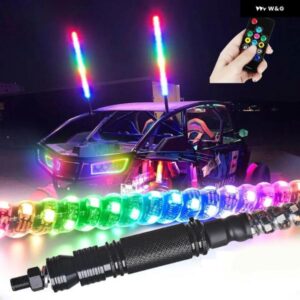 3/4/5FT LED ホイップライト RGB RZR LED ランプ 防水 屈曲可能なリモコンマルチカラー超高輝度フラグライト SUV ATV ランプ カスタムパー