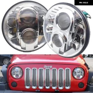 2個 7インチ 80ワット プロジェクター LED ヘッドライト ジープ ラングラー JK LJ TJ CJ ランドローバー ディフェンダー 4X4 オフロードラン