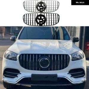 フロントバンパー グリル アッパービレット レーシング フェイスリフトグリル メルセデスベンツ X167 GLS クラス 2020+ カスタムパーツ ア