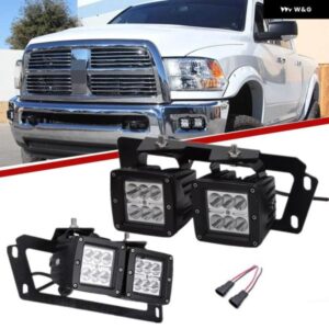 4X 3インチ 18W デュアル LED フォグライト ポッド ワークライト バンパー 取り付けブラケット 付き ダッジ 10-15 ラム 2500 3500 09-12 ラ