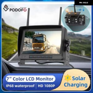 7インチバックアップモニターIPS HDディスプレイ ワイヤレス ソーラー カメラ 汎用 サポート DVRループ録画1080Pカメラ カスタムパーツ ア