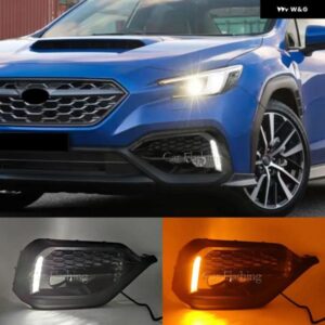 車 LED デイライト DRL スバル WRX STI 2022 2023 デイタイム ランニングライト フォグランプ カバー 黄色 ウィンカー フォグライト カスタ