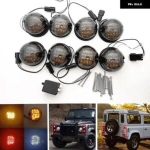 EMARKED サイドライト + フロントリア インジケータ ーランプ + ストップ テールライト ランドローバー ディフェンダー 1987-2015 90/110 8