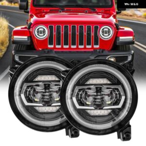 ジープ ラングラー JL 2018 2019 2020 車 9インチ ラウンド LED ヘッドライト ハイロービーム HALO DRL ウィンカー ヘッドランプアクセサリ