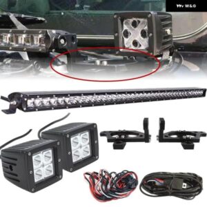ジープ ラングラー JL 2018-21 2/4 ドア 42インチ フード LED ライト バーマウントブラケット 2個 ワーク フォグランプ 付き カスタムパー