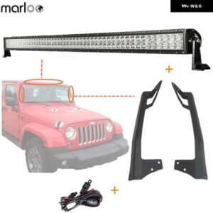 ルーフ 288ワット 50インチ ストレート LED ライト バー上部フロントガラス マウントブラケット 2007-2018 ジープ ラングラー JK アクセサリ
