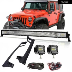 カーアクセサリー TIR-ROW 52インチ 700ワット LED ワークライトバー フォグランプ ルーフ 取付ブラケット 付き ジープ ラングラー JK 07-1