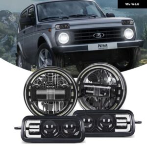 LADA NIVA 4X4 LED デイタイム ランニングライト 7インチ LED ヘッドライト DRL ウィンカー LED ライト LED 12V ライト アセンブリ ジープ