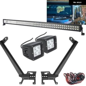 52インチ LED ワークライトバー上部フロントガラス 取付ブラケット フォグライト 付きアンダーコーナーブラケット ジープ ラングラー JL 20