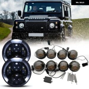 EMARKED 車 7インチ ヘッドライト LED サイド インジケータ ーライトストップ テールライト キット ランドローバー ディフェンダー 90 /110