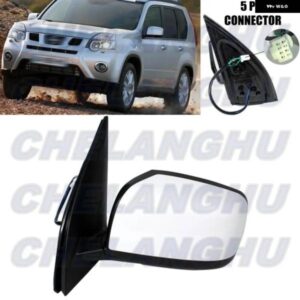 日産 X-TRAIL T31 2008-13 左側 5ピン ホワイト 塗装可能 ヒーター付き パワー調整ミラー アセンブリ