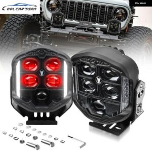 5/7インチ 作業用 ヘッドライト バー 車両レンズ デーモンアイライト 6000K スポットコンボ バラ LED ヘッドライト ATV 車 トラック オフロード 4X4