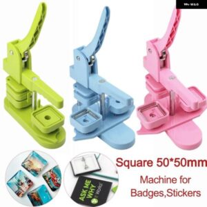 スクエアバッジ ボタン メーカー 50X50MM マシン ロータリー ボタン プレス 冷蔵庫マグネット ボタン バッジ作成 マニュアル DIY アートクラフト