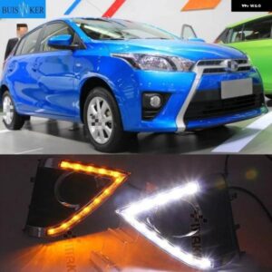 1ペア DC12V 6000-6700K 車用LED デイタイム ランニングライト 防水 2色 DRL ウィンカーライト トヨタ ヤリス ヴィオス 13-15