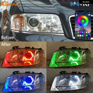 アウディ A6 C5 4B S6 1997-01 BLUETOOTH APP 超高輝度マルチカラー RGB LED エンジェルアイ ヘキサゴン ヘックス ハローリング