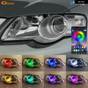 フォルクスワーゲン VW パサート B6 2005-10 BLUETOOTH APP マルチカラー RGB LED エンジェルアイキット 六角ハローリング