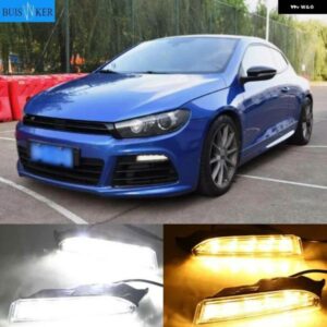 フォルクスワーゲン VW シロッコ R 2010 - 2014 LED DRL デイタイム ランニングライト デイライトドライビングイエロー ウィンカーランプ 2個