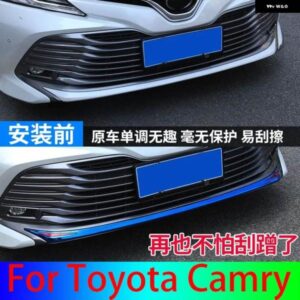 クローム スタイリング フロントロア バンパー グリル ボトムカバー プロテクター ストリップ トリム アクセサリー トヨタ カムリ2018 2019 2020カー
