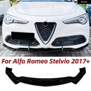 アルファロメオ ステルヴィオ 2017+ 車用 フロント バンパー スポイラー リップ カーボンルック/グロスブラック ロアスプリッター ボディ プロテクター