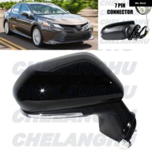 トヨタ カムリ 2018-21 US バージョン 右側 7ピン ブラック塗装 ヒーター付きパワー調整式 ブラインド スポットミラー アセンブリ