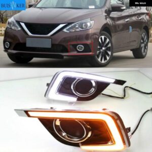2個 LED デイタイム ランニングライト DRL フォグランプ 日産 セントラ シルフィ 2016 2017 2018 ヘッドライト ヘッドライト
