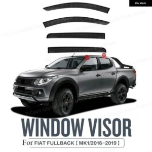 FIAT フルバック MK1/2016-2019 ウェザーシールド フロントガラス デフレクター サンガード レインベントカバー トリム ブライトストリップアクセサリー