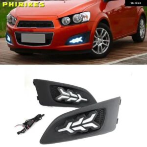 LED DRL シボレー シボレー アベオ ソニック 2011 2012 2013 デイタイム ランニングライト ウィンカー フォグランプ ホワイト イエロー ブルー