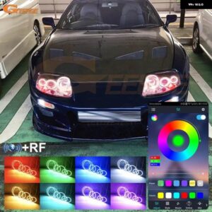 トヨタ スープラ MKIV MK4 JZA80 1993 - 2000 2001 2002 BLUETOOTH APP マルチカラー 超高輝度 RGB LED エンジェルアイズ キット カーライト