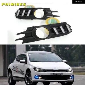 車用LED DRL デイタイム ランニングライト ホワイト フォグランプ イエローウィンカー VW シロッコ R LED DRL 2009-2014
