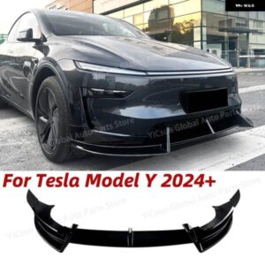 テスラ モデルY 2024+ 光沢ブラック カーフロントダック リップスプリッター ディフューザー ガード カナード トリム バンパー リップボディ