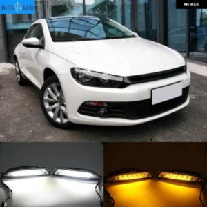 VW シロッコ 2008-2013 車用フロント LED サイドマーカーランプ アンバー ウィンカーライト とホワイト DRL デイタイム ランニングライト