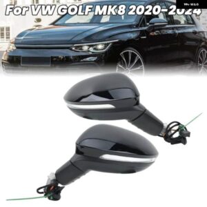 6ピンサイドドアミラー アセンブリ フォルクスワーゲン ゴルフ 8 MK8 2020-2024ブラック ウィンカーライト 付きウィングミラー カーアクセサリー