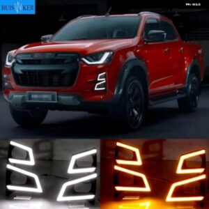 いすゞ D-MAX 2020 LED デイタイム ランニングライト フォグランプ 12V ABS DRL ドライビングライト イエロー ウィンカーライト