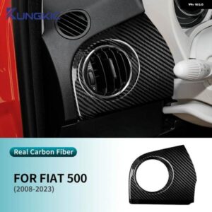 フィアット 500 2008-2016-23 LHD 車 運転席側 エア アウトレット パネル リアルハードカーボン ステッカー