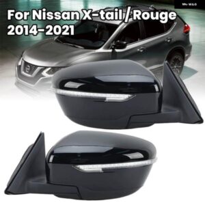 7ピンドアサイドミラー アセンブリ 日産 X-TAIL / ROUGE T32 2014-2021 US バージョン グロスブラック ヒーター付きウィングミラー アクセサリー
