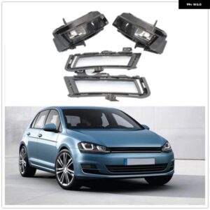 2 個 フォグランプ VW ゴルフ 7 A7 MK7 2013-17 フロントハロゲン フォグランプ フォグライト + フォグ LMAP グリル