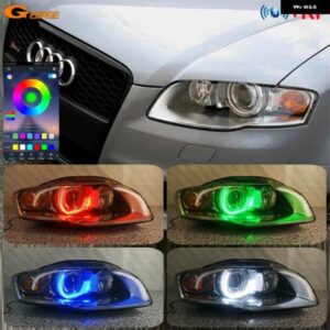 アウディ A4 S4 RS4 B7 2004 - 2009 RFリモートBLUETOOTHアプリマルチカラークリスタルDTM M4 スタイル RGB LEDエンジェルアイキット ハローリング