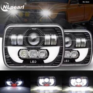 2個 7X6 5X7インチ スクエア HI/LO ビーム LED プロジェクター ヘッドライト ヘッドランプ DRL ウィンカー 防水 ジープ チェロキー XJ 車用