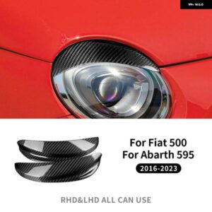 リアルハードカーボン ステッカー ヘッドランプ アイブロウ ベゼル フィアット 500 アバルト 595 2016-23